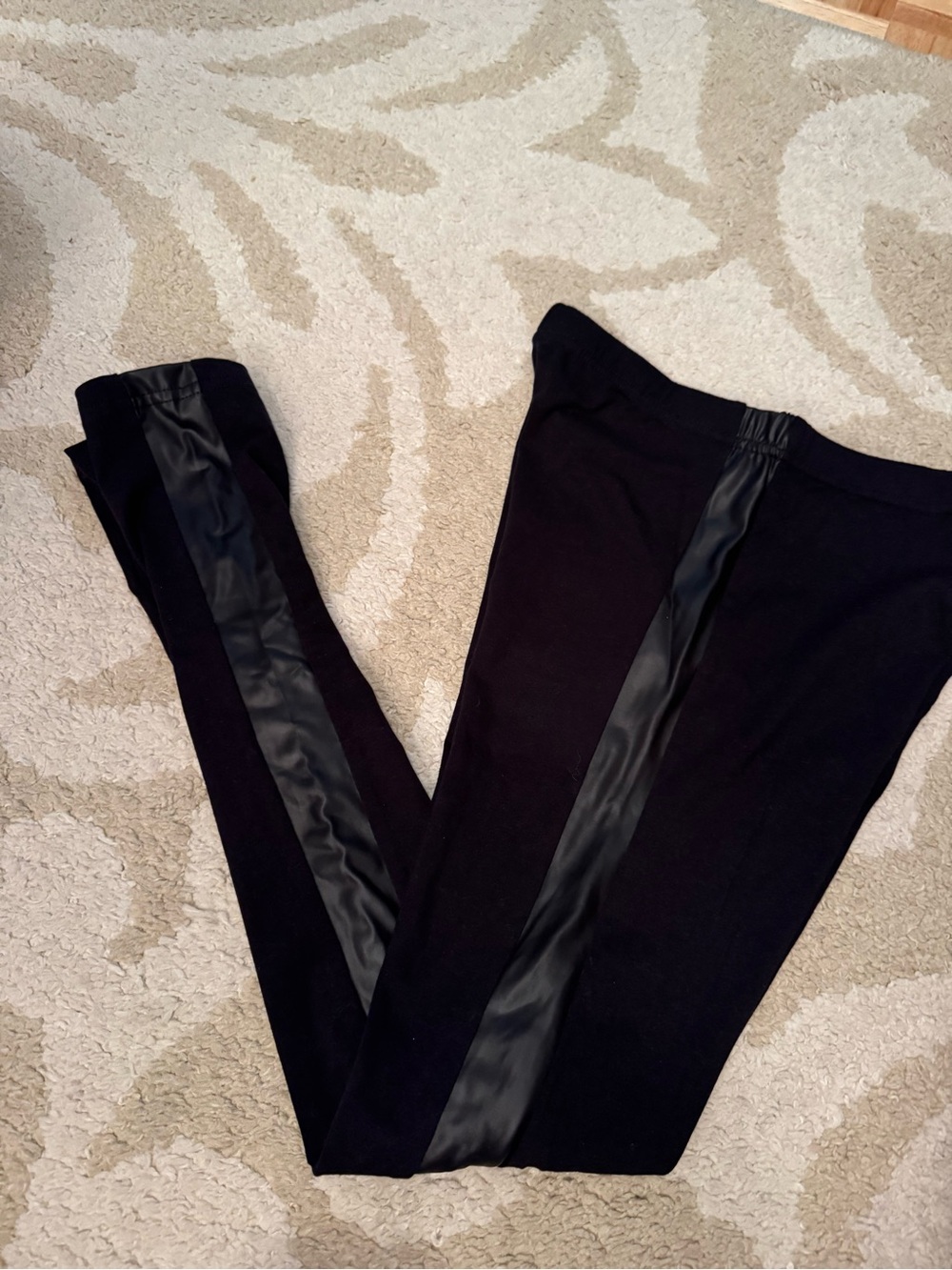Xhilaration Black Leggings with Faux Leather Side Stripe